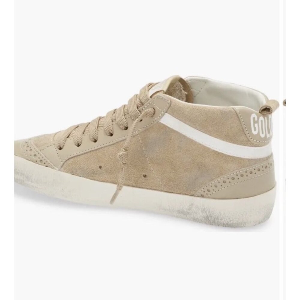 Golden Goose Mid Star Beige Glitter Sneakers Womens Suede & Leather NWOT - Picture 5 of 16